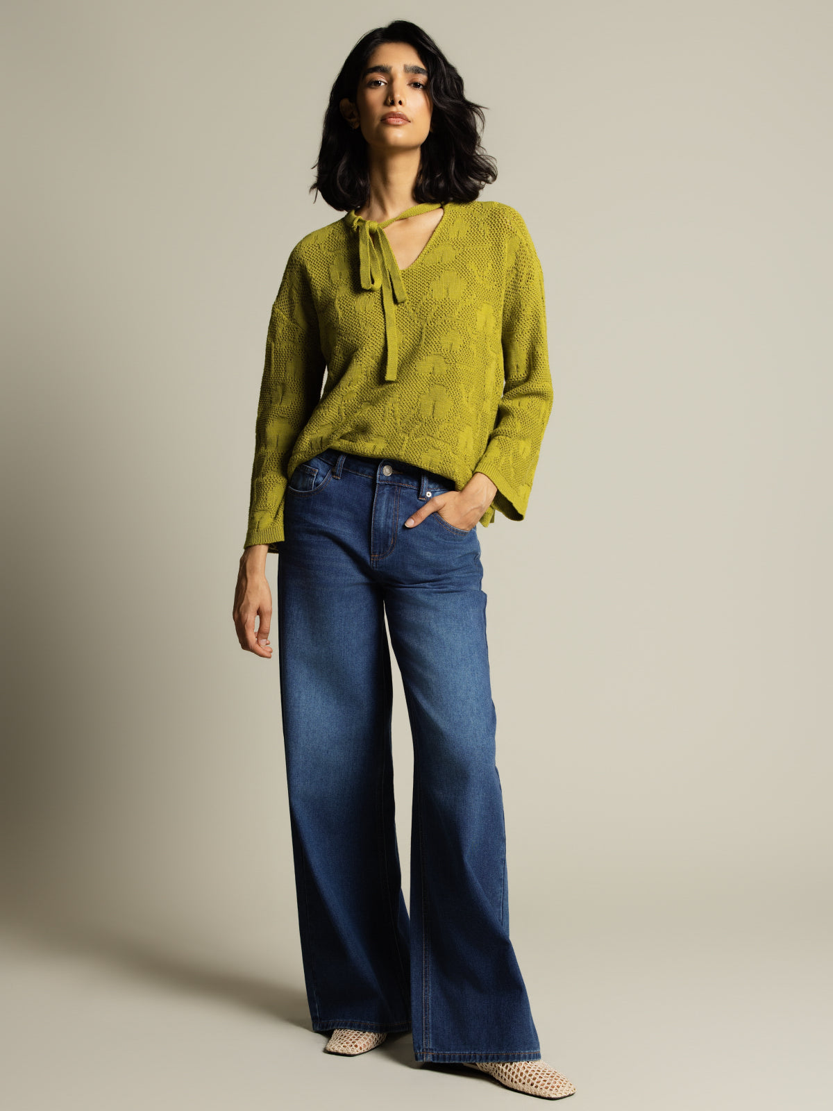 Denim jambe super large