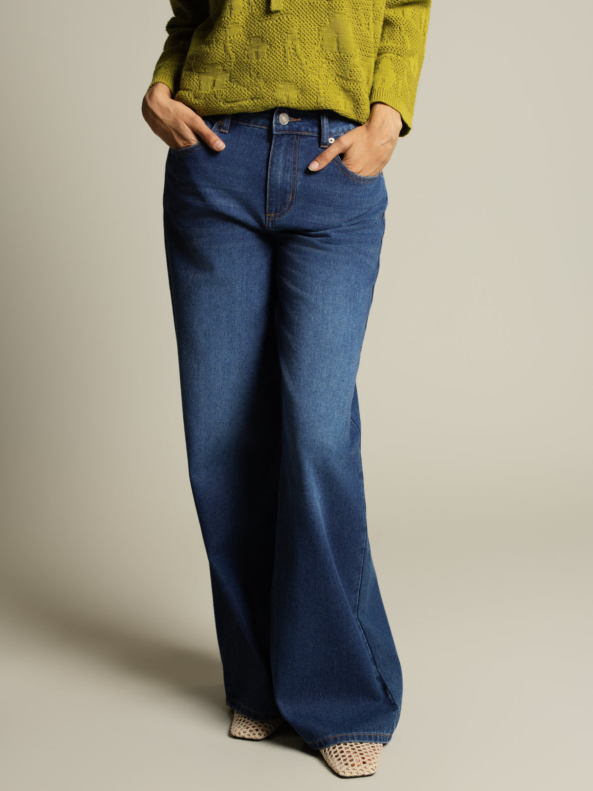 Denim jambe super large