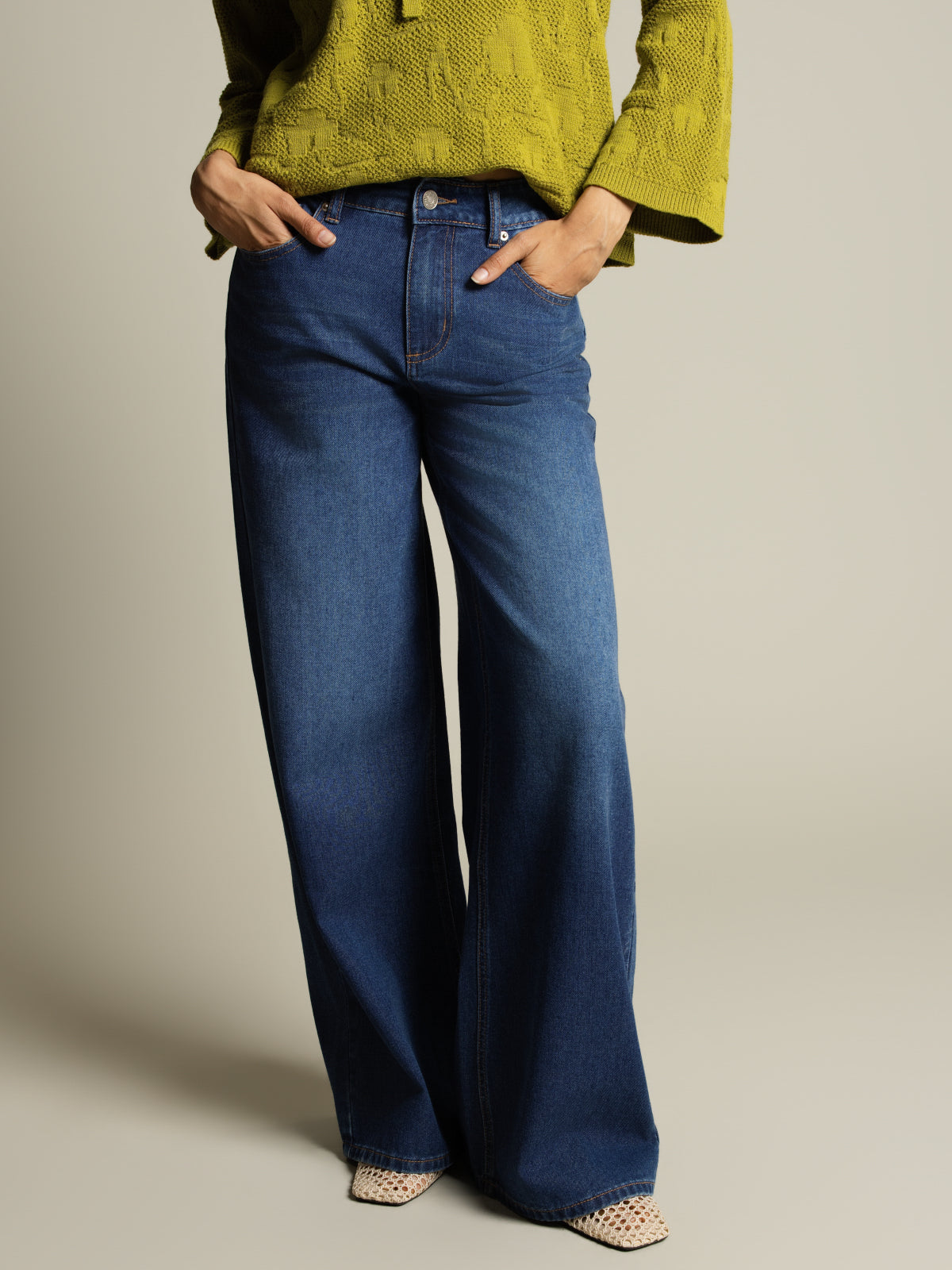 Denim jambe super large