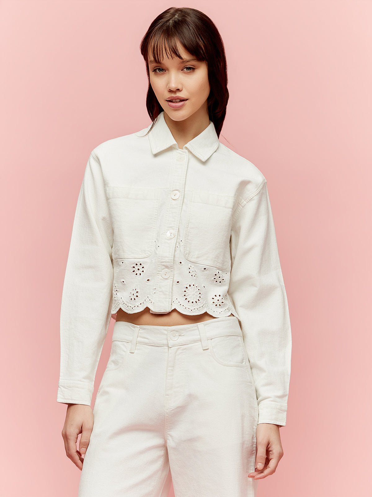 Spring jacket with openwork trim