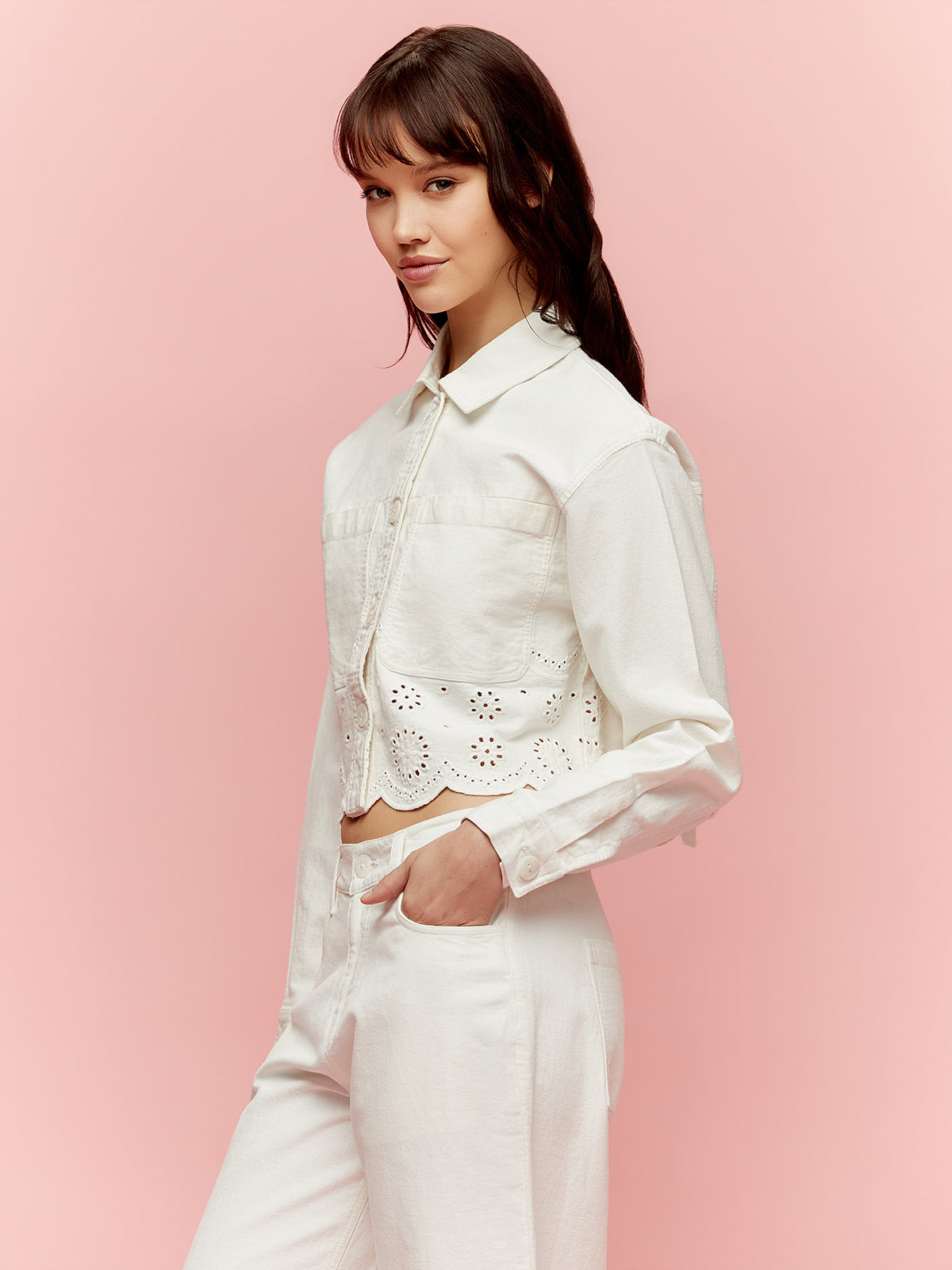Spring jacket with openwork trim