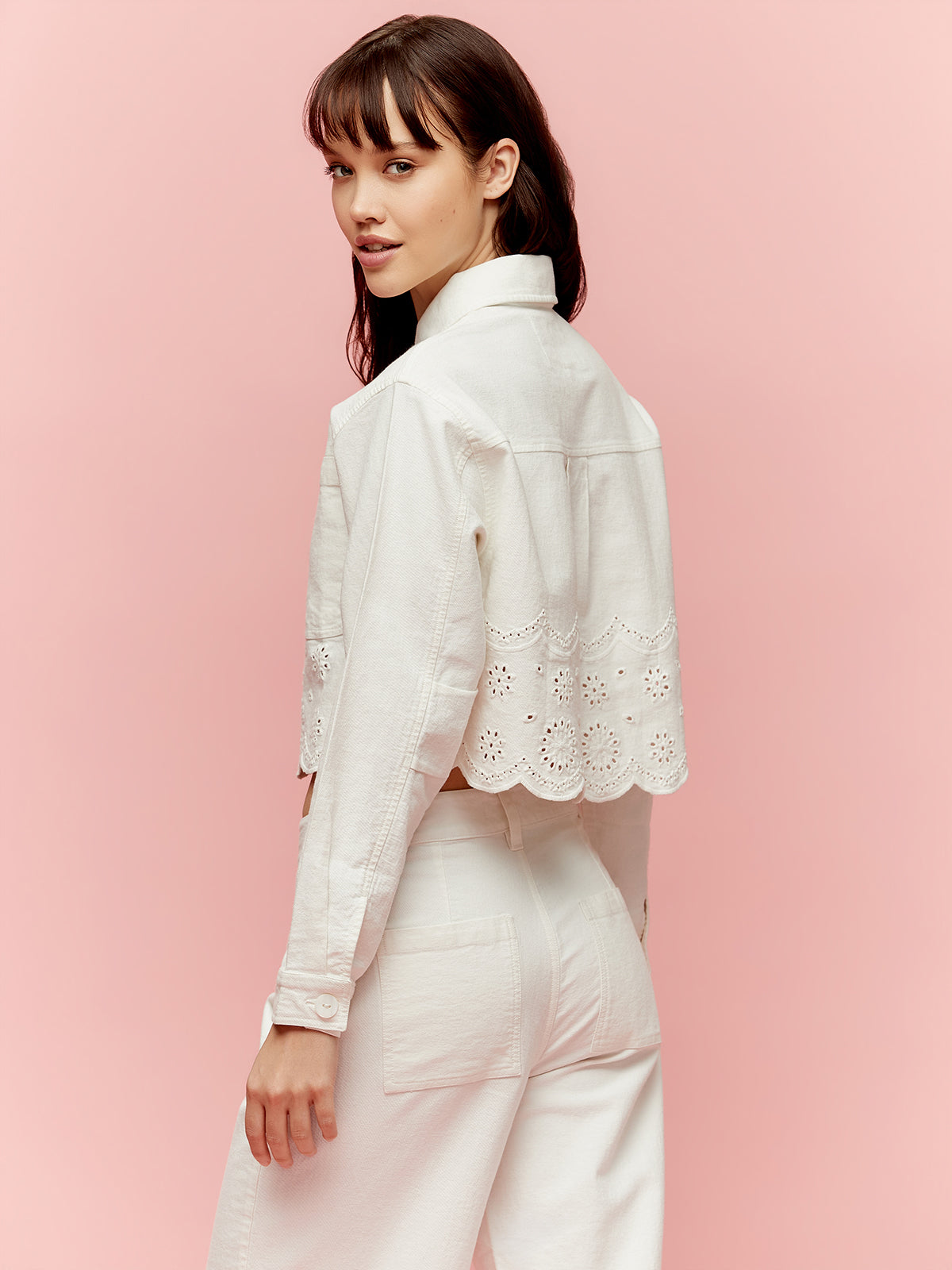 Spring jacket with openwork trim