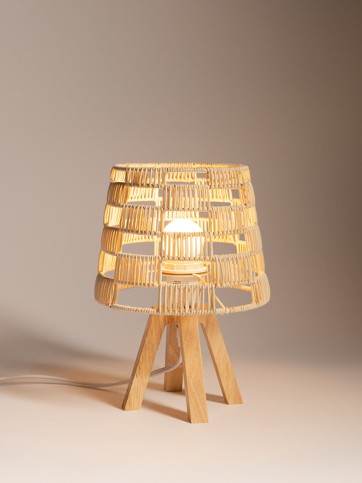 Tripod Rattan Table Lamp