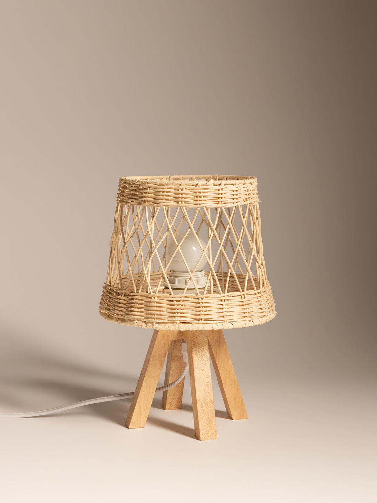 Tripod Rattan Table Lamp