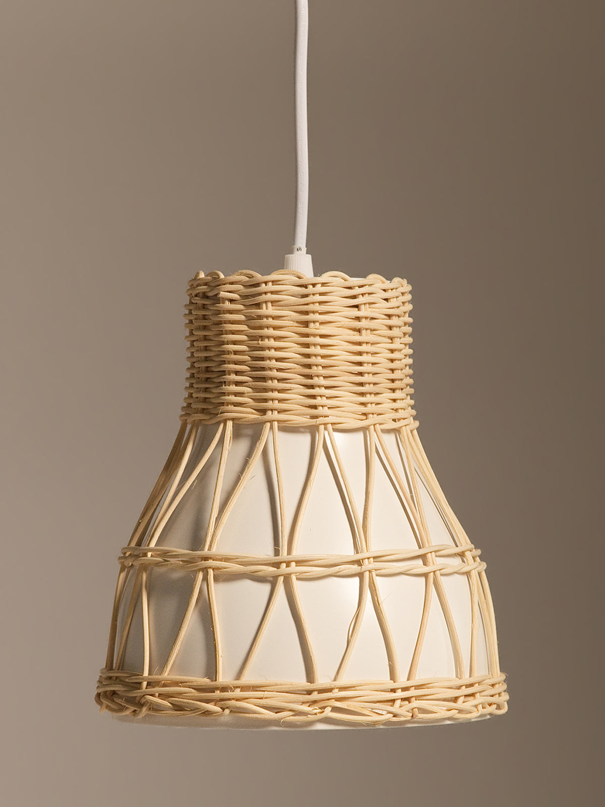 Rattan and Metal Pendant Light