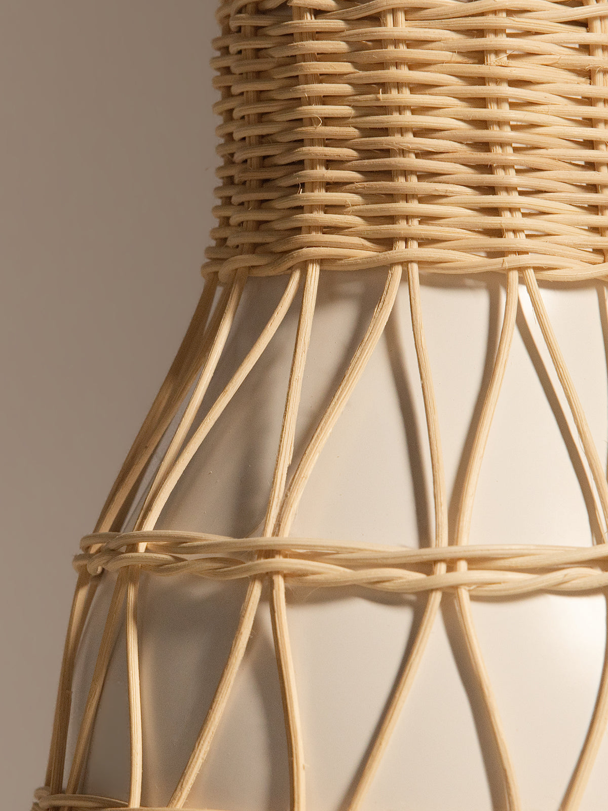 Rattan and Metal Pendant Light