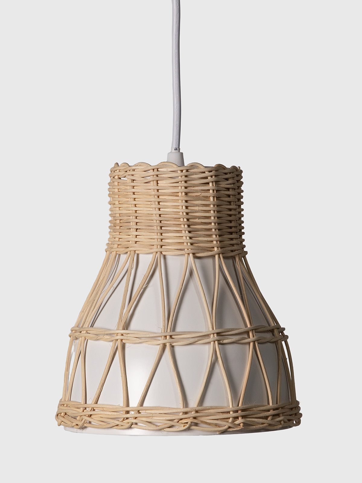 Rattan and Metal Pendant Light