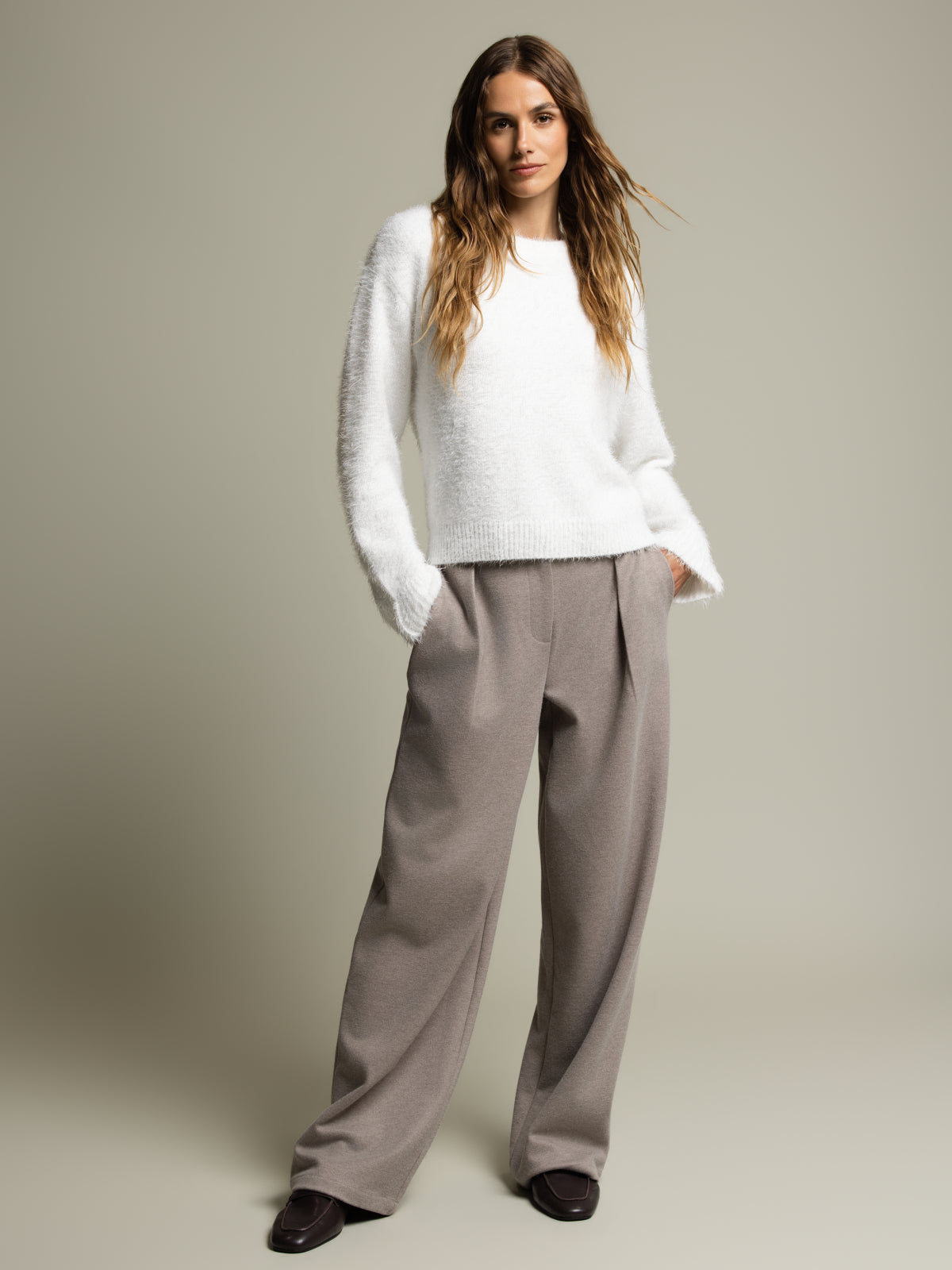 Pantalon jambe large à cordon