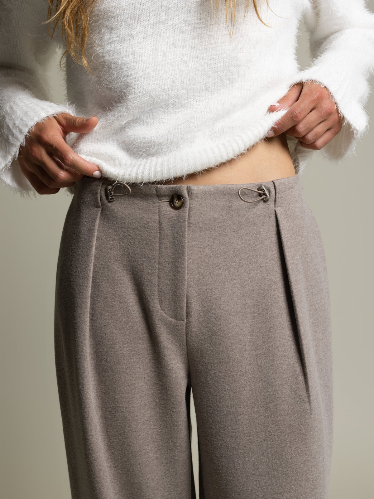 Pantalon jambe large à cordon