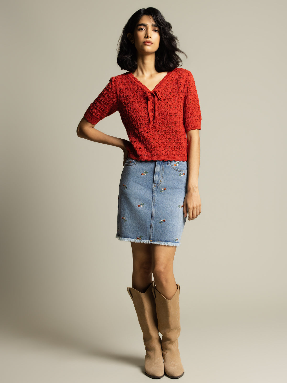 Denim mini skirt