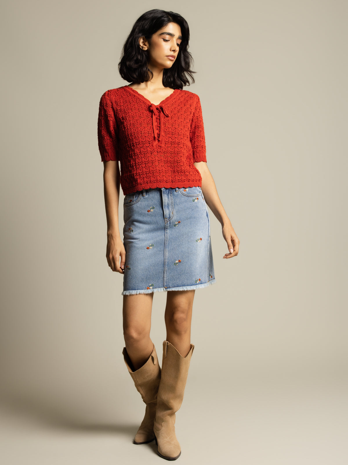 Denim mini skirt