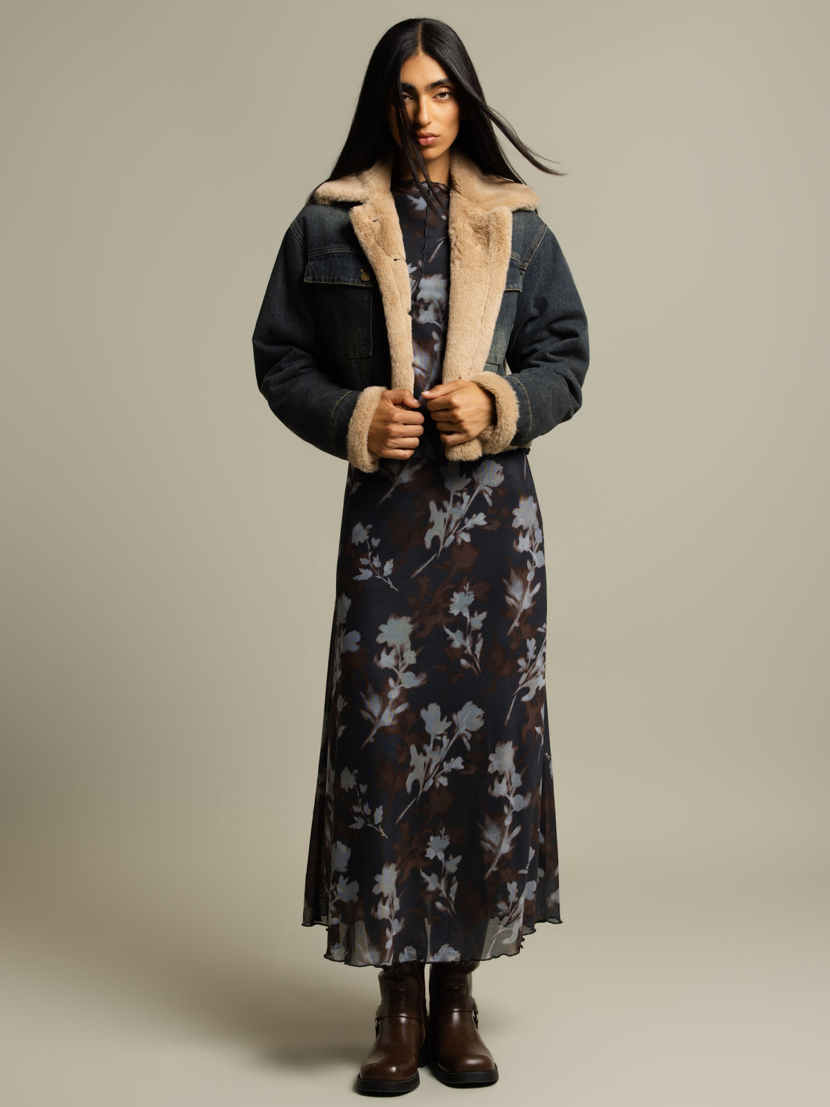 Veste denim doublée sherpa