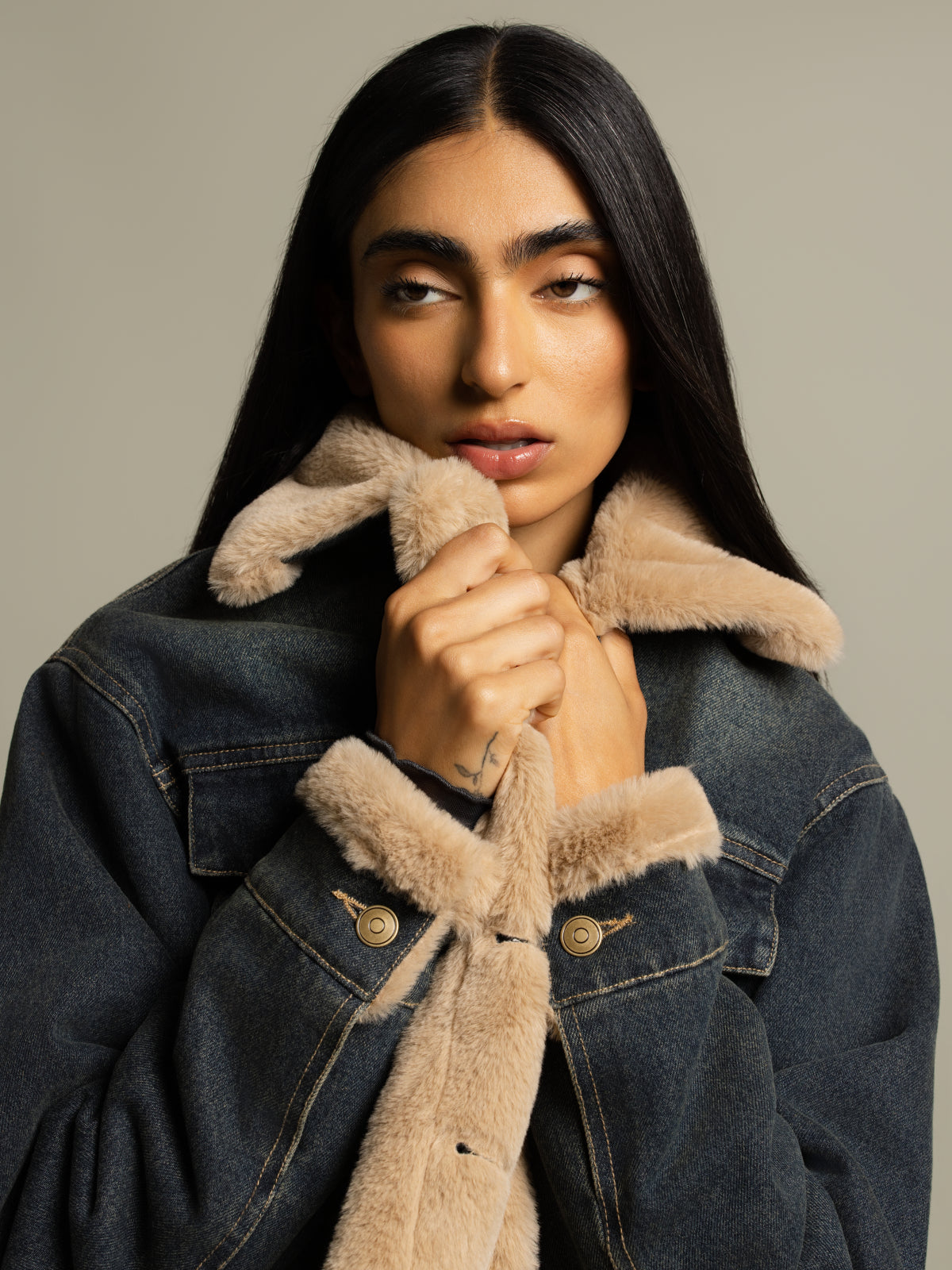 Veste denim doublée sherpa