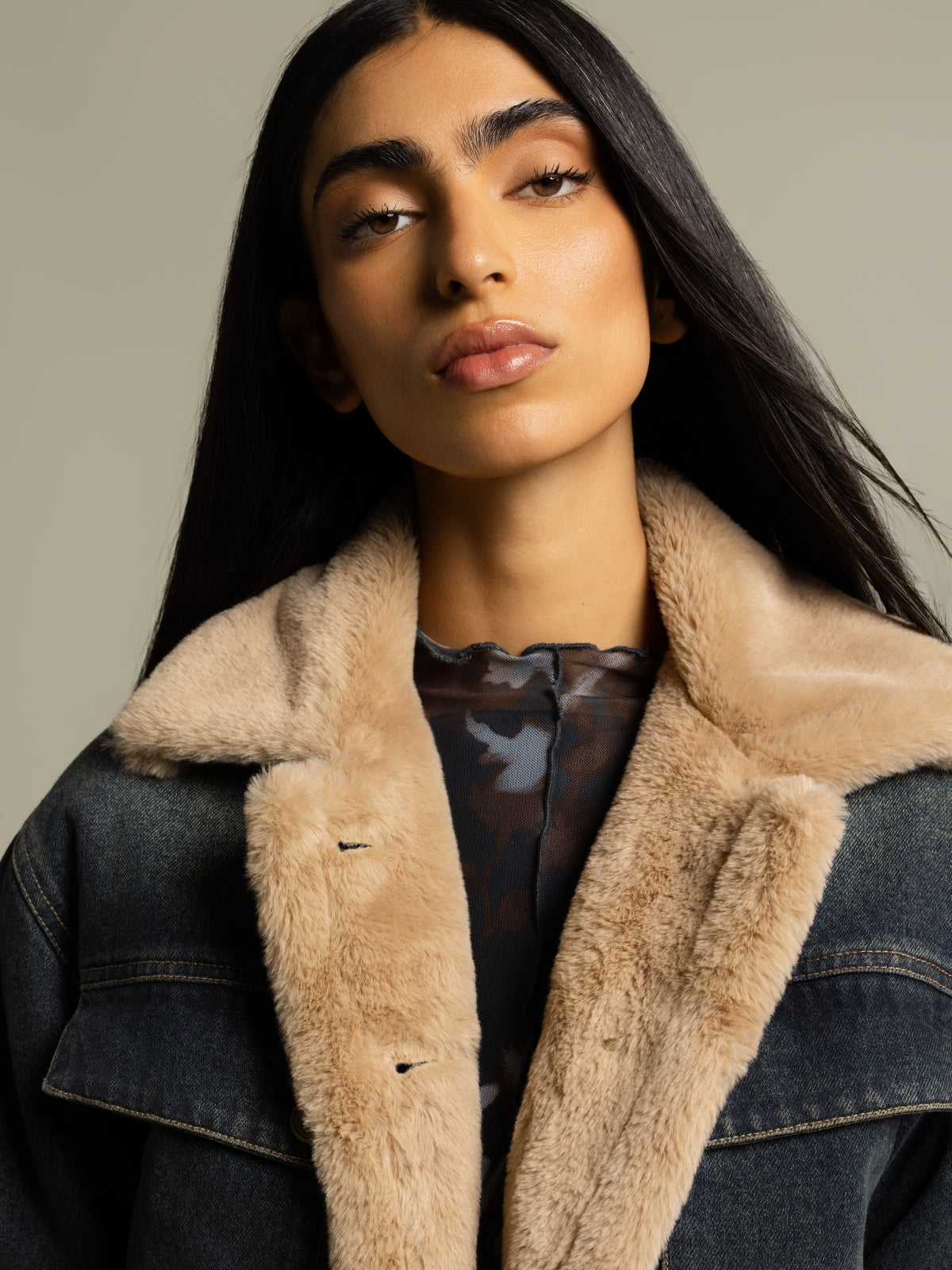 Veste denim doublée sherpa