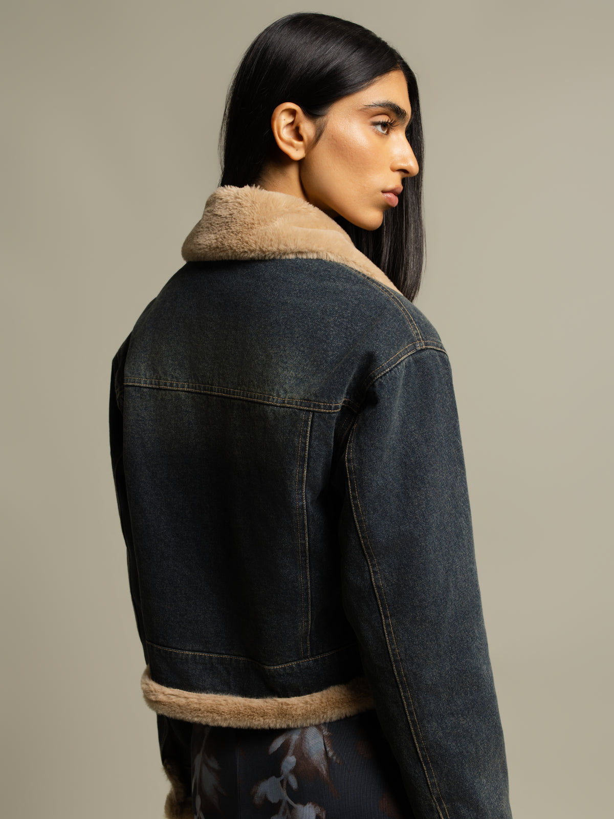 Veste denim doublée sherpa