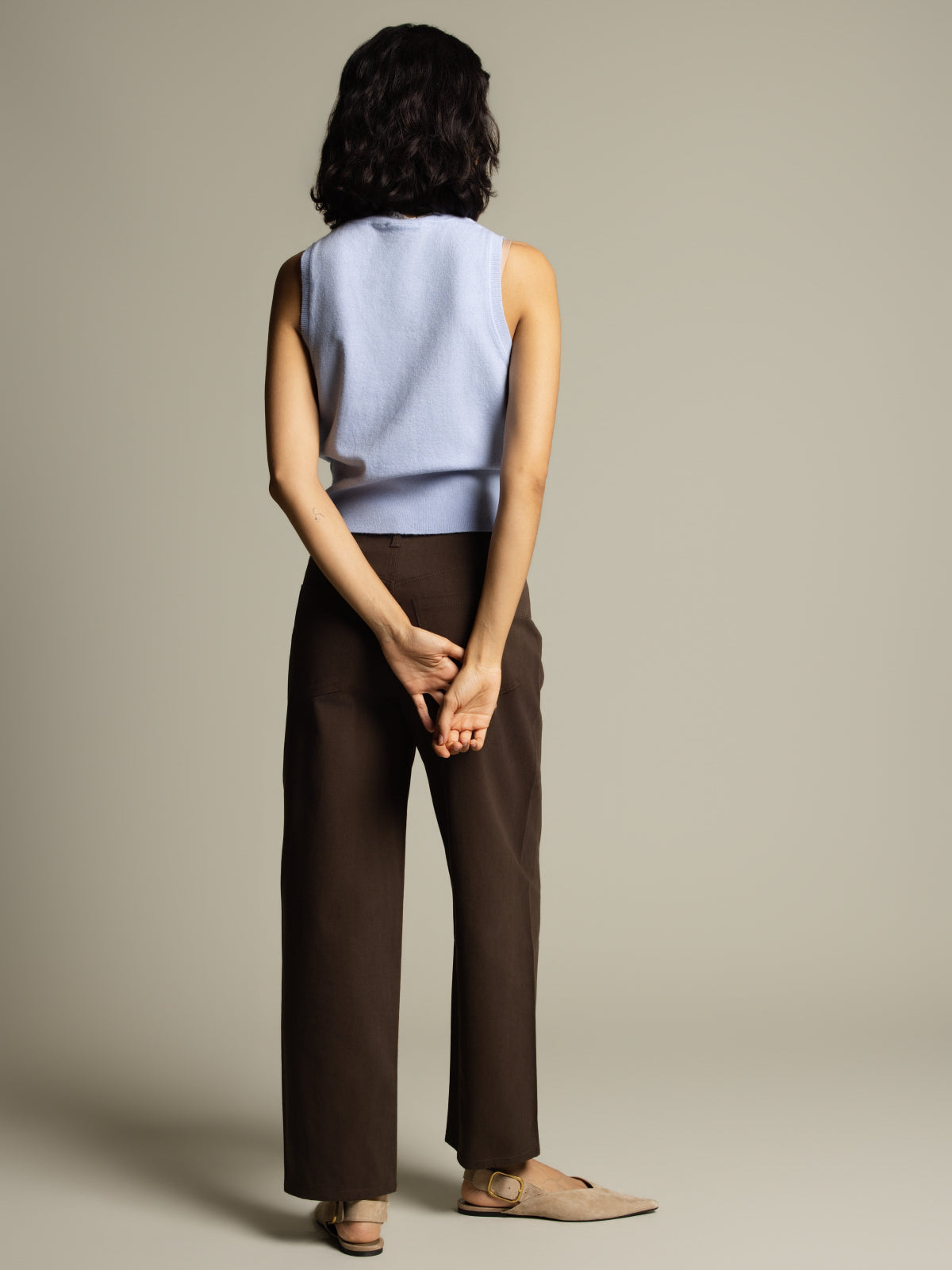 Pantalon barrel en sergé