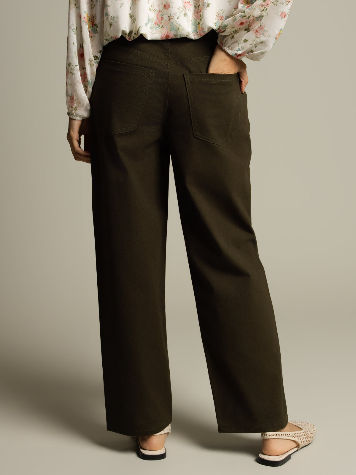 Pantalon barrel en sergé