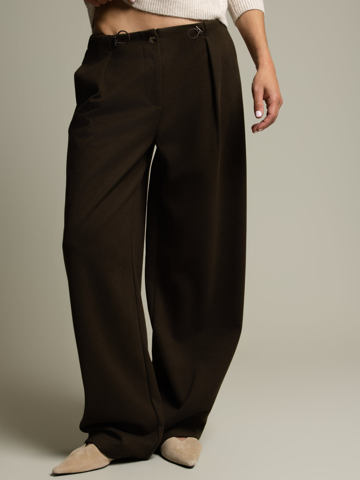 Pantalon jambe large à cordon