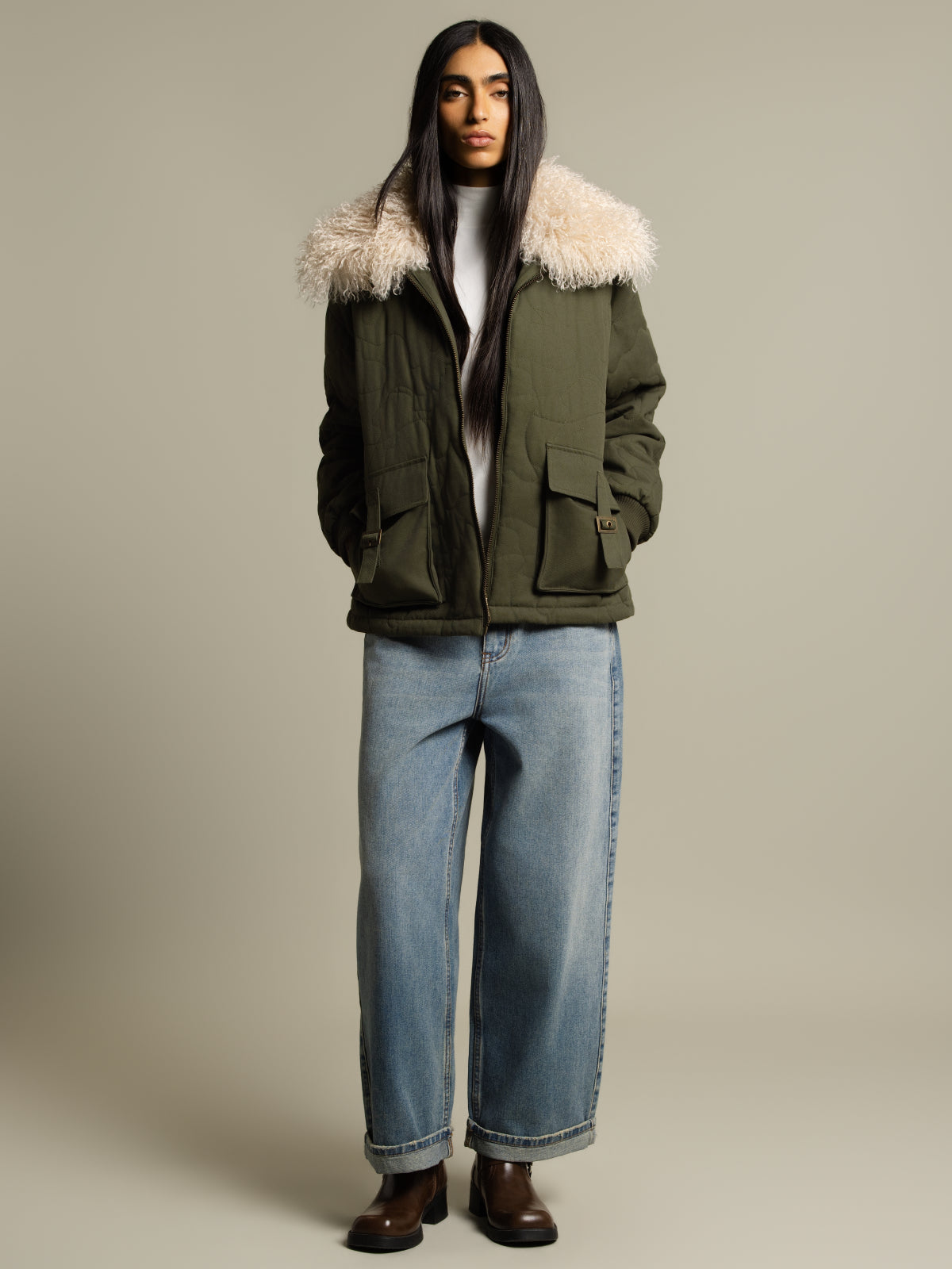 Veste matelassée coton et sherpa