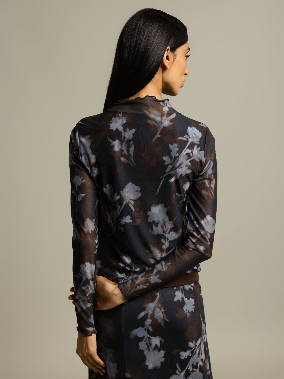 Haut col montant imprimé floral