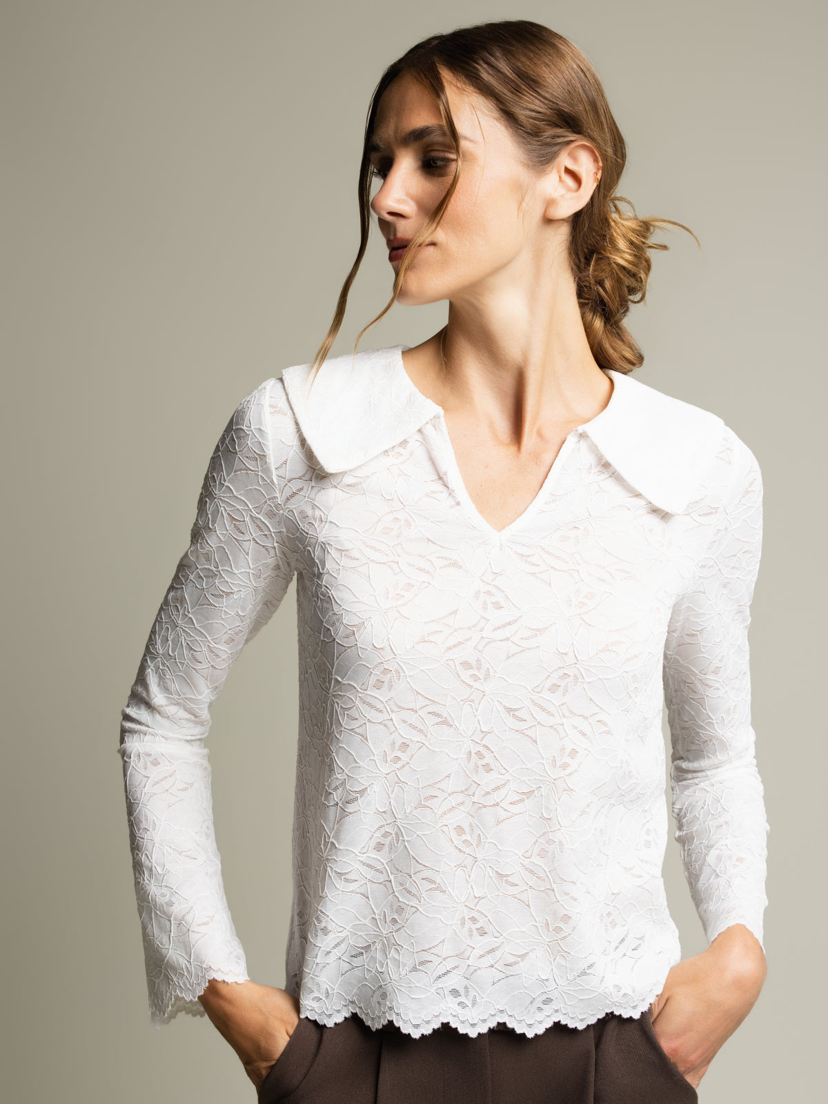 Haut dentelle col Claudine