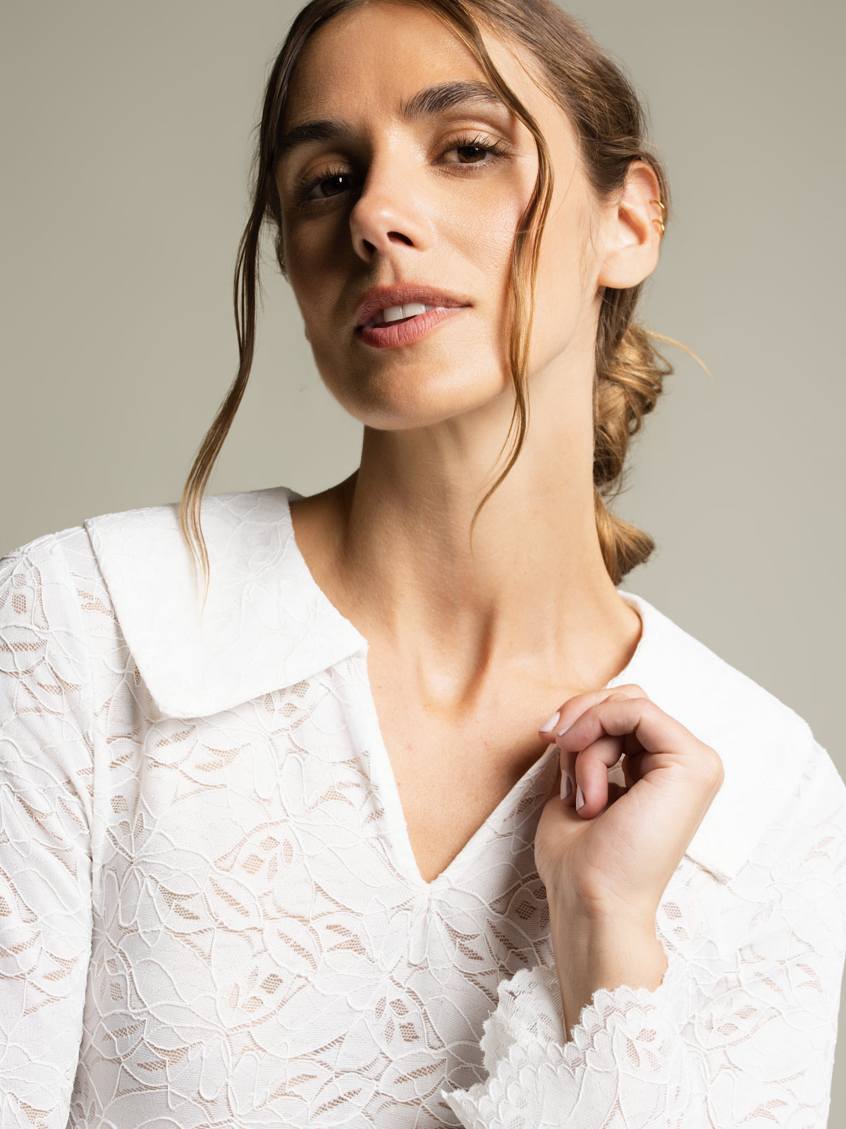 Haut dentelle col Claudine