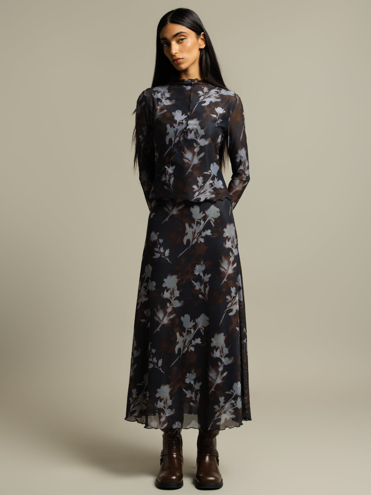 Jupe midi florale