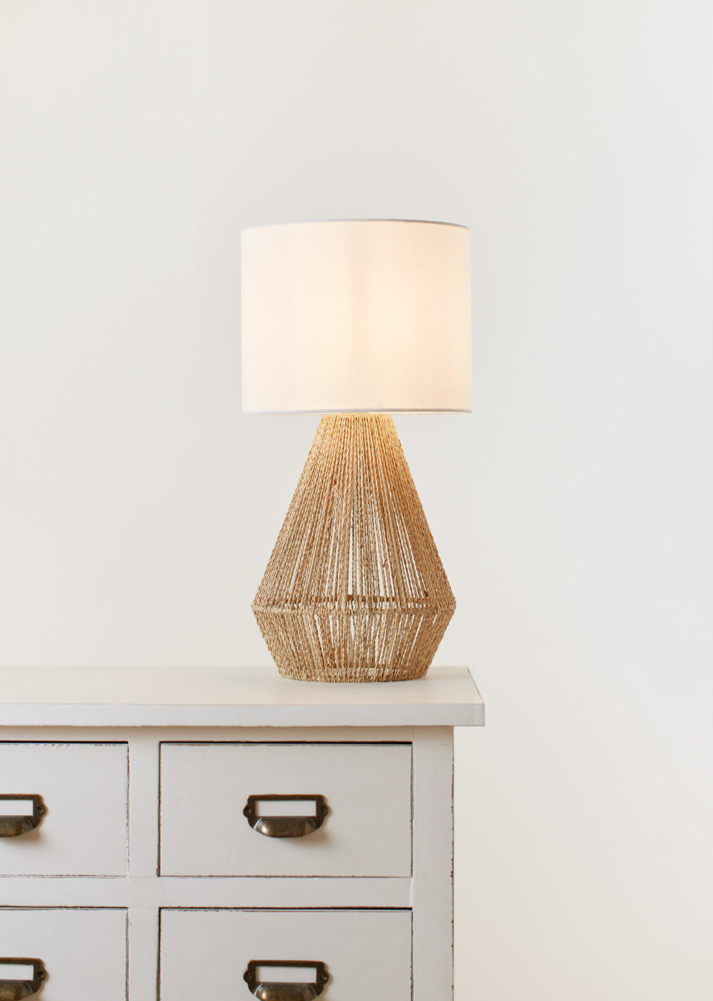 Rattan And Cotton Table Lamp