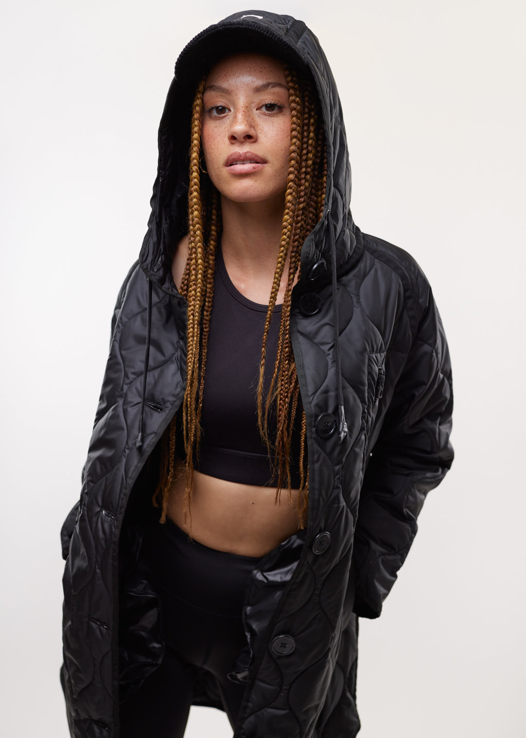 Manteau long matelassé
