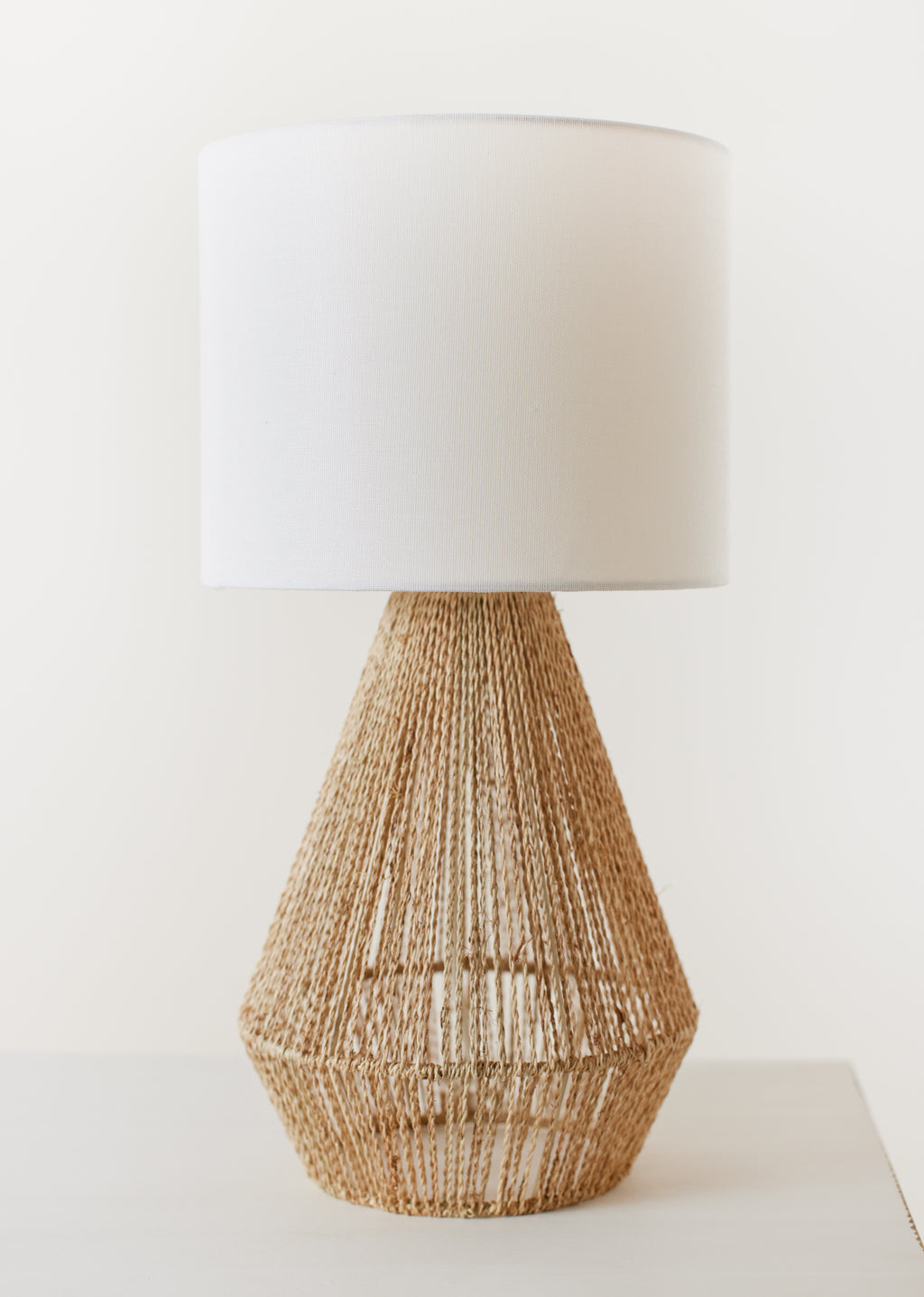 Rattan And Cotton Table Lamp